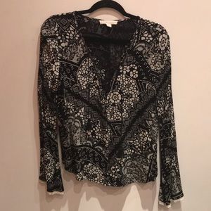 Lovestitch Lace-up Patterned Blouse